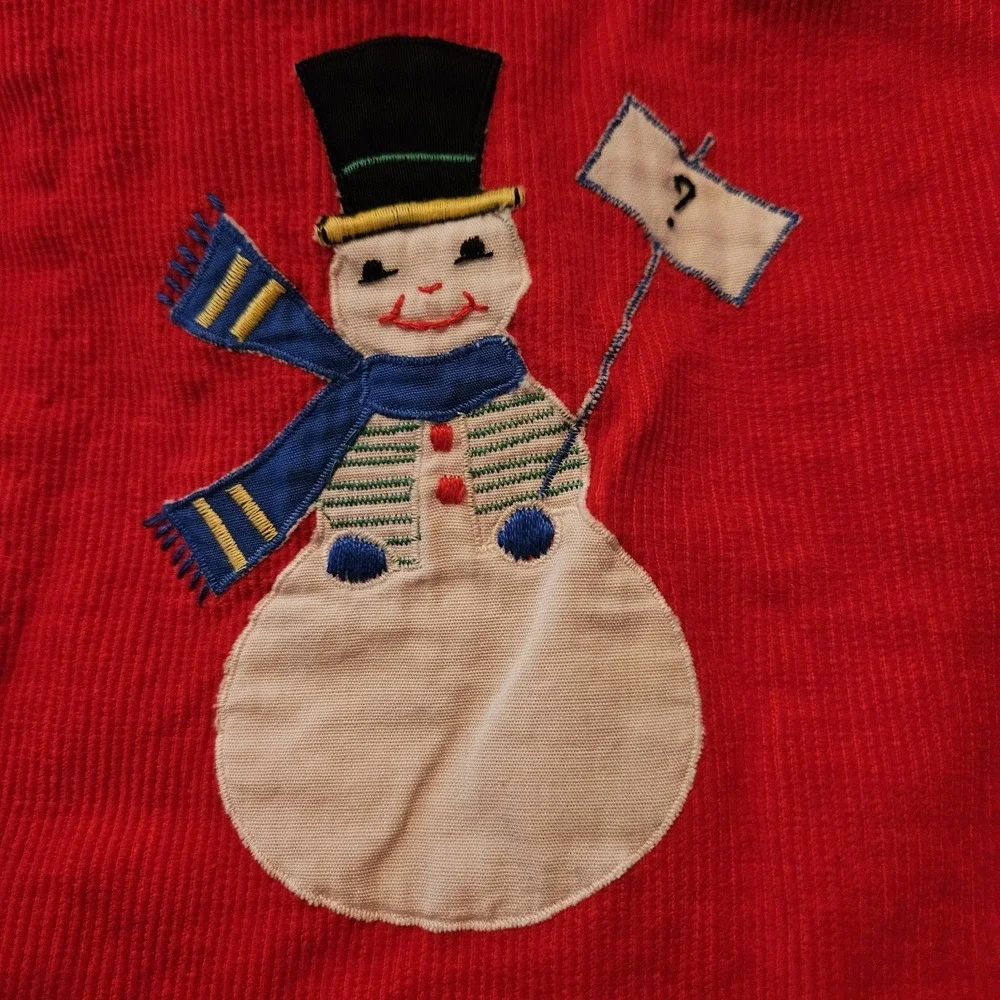 Vintage 60's B.Forman Co. Made In Italy Toddlers‎ Red Corduroy Cover Snowman